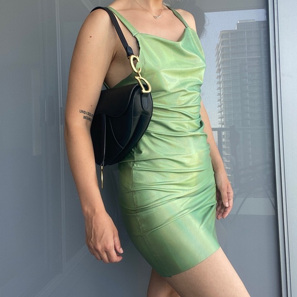 Metalic Green Mini Dress - Picture 3 of 10
